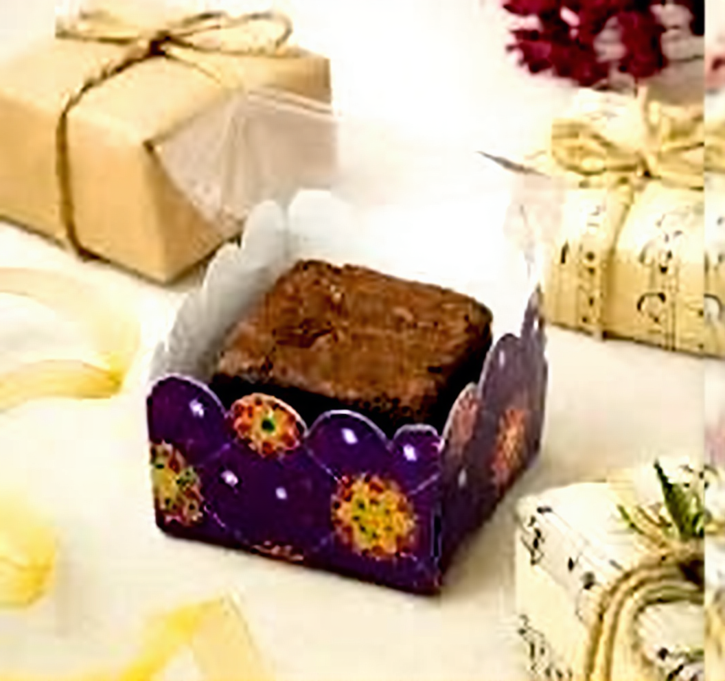 Printed 1 Brownie Box With Transparent Lid (Mixed Design) Pack of 10