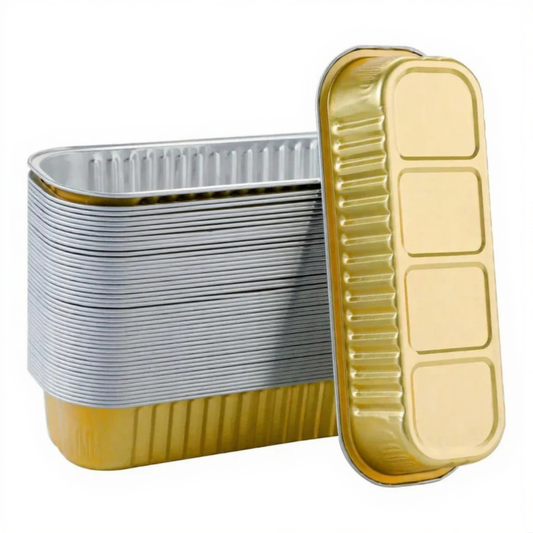 Aluminum Foil Baking Containers with Transparent Lid | Rectangle Tins | Bake N Serve | Pack of 10