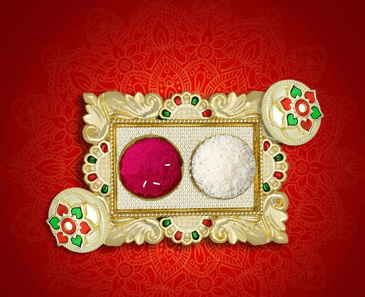 Kumkum Roli Medium Rectangle Plate for Festive & Gifting Purpose
