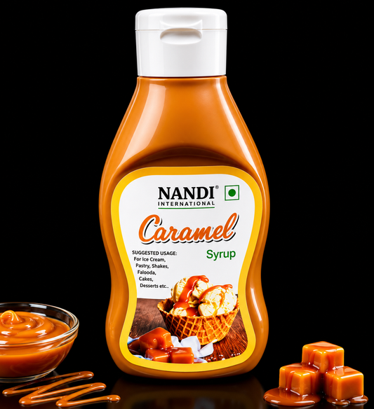 Nandi International Caramel Syrup 200gm | Premium Caramel Dessert Topping & Ice Cream Drizzle | Rich Creamy Flavor for Cakes, Shakes & Sundaes