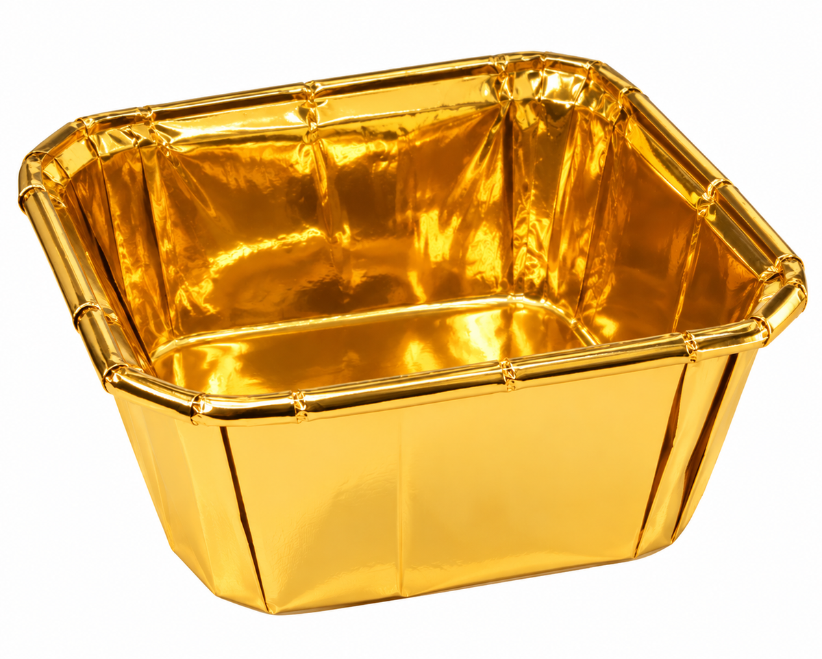 Premium Square Golden Paper Baking Cups with Lid | Pack of 50 Sqaure Shapes Golden Baking Cups with Lid