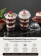 Premium Disposable Plastic Dessert Glass with Dome Lid Capacity: 350 ml (Approx.) | Transparent Serving Cup for Ice Cream, Mousse & Sundae