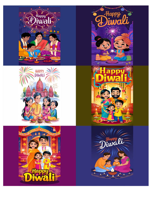 Happy Diwali Bar Chocolate Stickers for 50-70gm Chocolates (6 Stickers)