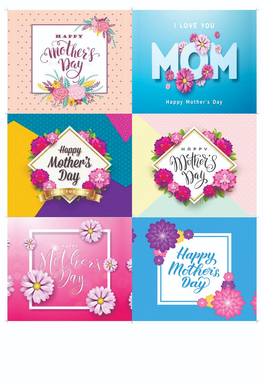 Happy Mother's Day Bar Chocolate Stickers for 50-70gm Chocolates (6 Stickers)