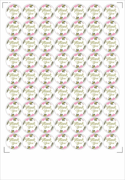 Thank You Stickers 1.5 inch comes with 63 stickers in a Sheet