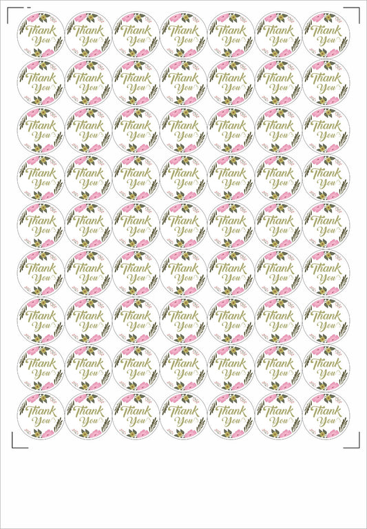 Thank You Stickers 1.5 inch comes with 63 stickers in a Sheet