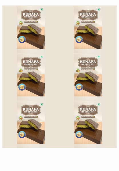 Kunafa Bar Sticker for 50-70 gm Chocolates (1 sheet of 6 Stickers)