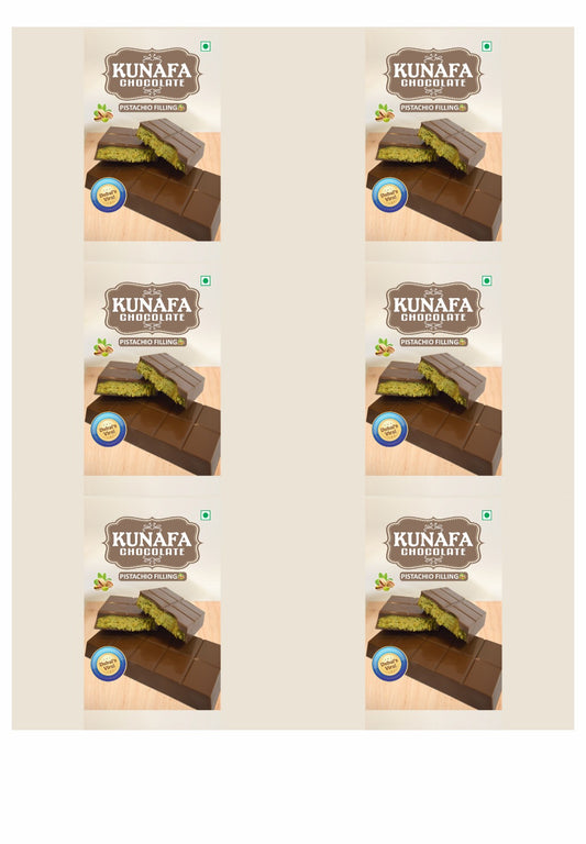 Kunafa Bar Sticker for 50-70 gm Chocolates (1 sheet of 6 Stickers)