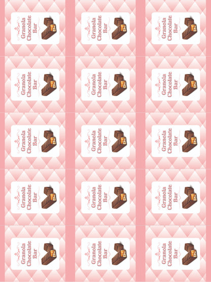 Granola Chocolate Bar Stickers (4*4 inch 12 Stickers in a sheet)