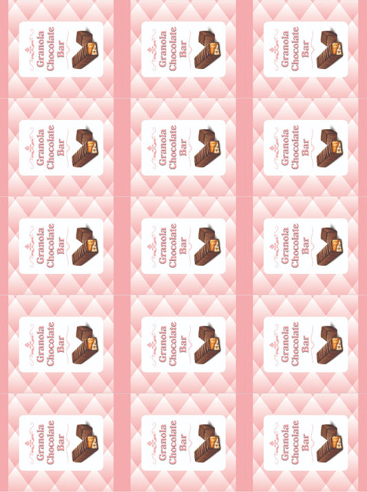 Granola Chocolate Bar Stickers (4*4 inch 12 Stickers in a sheet)
