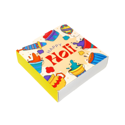 Happy Holi 9 Cavity Multi Purpose Box | 9 cavity Brownie Box | 9 Cavity chocolate Box | 9 cavity sweet box - Set of 10