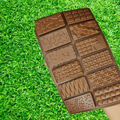 12 Cavity Silicone Chocolate Bar Mold, Break Apart Chocolate Molds Waffle Bar Mould Candy Mold, Mousse Cake Decoration Mold (Pack of 1) 26.2 x 16.3 x 0.5 centimeters