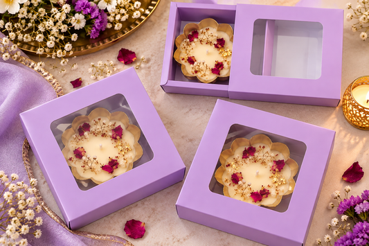 4.8*4.8* 1.5 inch Candle Box (Pack of 5) (Light Purple Colour)