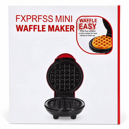 Mini Electric Waffle Maker 5 Inch – Non-Stick Compact Breakfast Maker Red