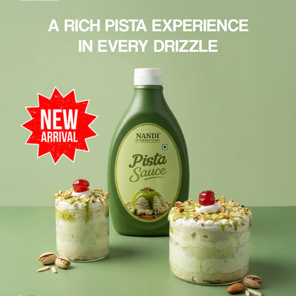 Nandi International Pista Sauce 500gm | Premium Pistachio Dessert Topping & Ice Cream Drizzle | Rich Creamy Flavor for Cakes, Shakes & Sundaes