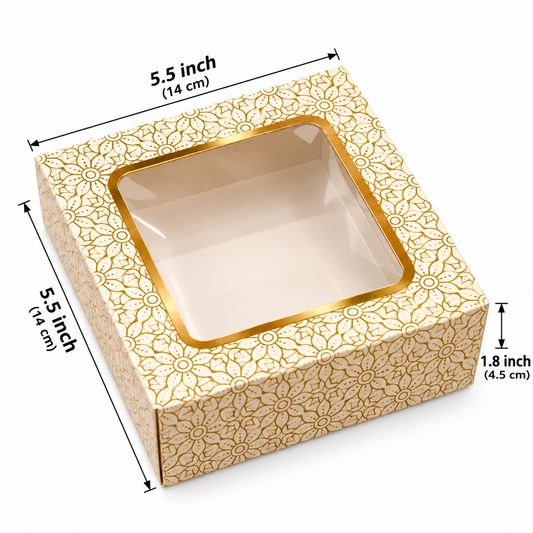 Premium Urli Candle Box with gold foiling work- Size - 5.5*5.5*1.8 inches (Pack of 10)