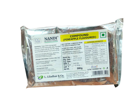 Pineapple Flavoured Chocolate Compound | Nandi – 500gms | Perfect for Chocolates, Cakes & Desserts