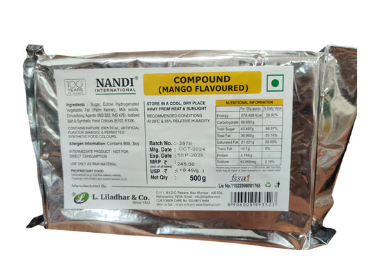 Mango Flavoured Chocolate Compound | Nandi – 500gms | Perfect for Chocolates, Cakes & Desserts