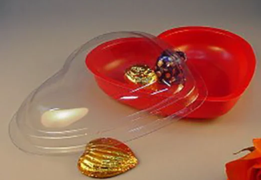 Multipurpose Red Heart Plastic Chocolate Box with Transparent Lid (Set of 5)