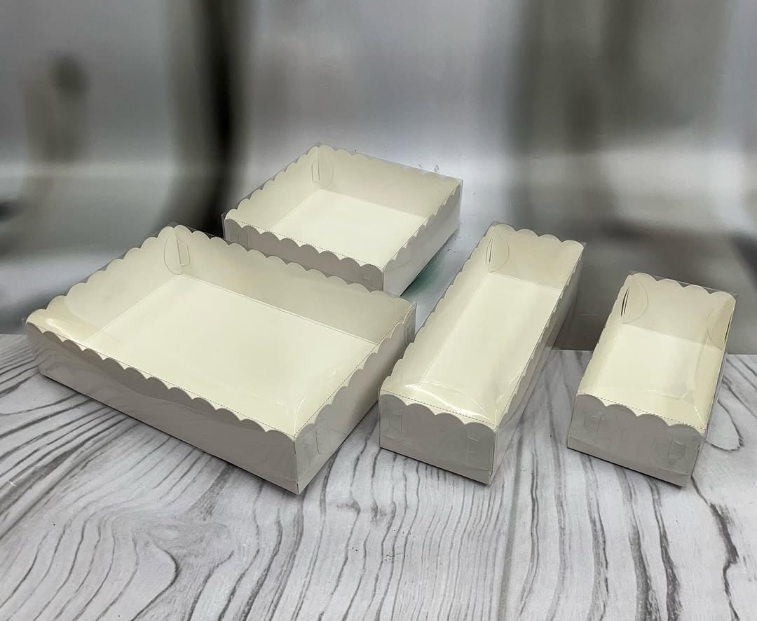 6 Brownie Boxes With Transparent Lid (White colour only) Pack of 10 (9*6*2 inches)