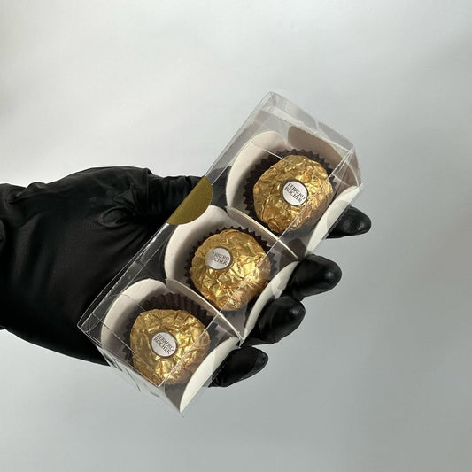 3 Cavity Transparent Chocolate Box for Laddu, Candles, Chocolates & Truffles | Pack of 10