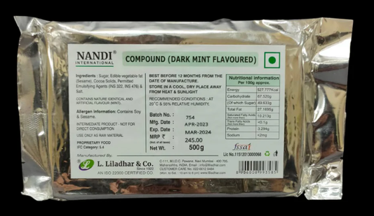 Mint Flavoured Chocolate Compound | Nandi – 500gms | Perfect for Chocolates, Cakes & Desserts