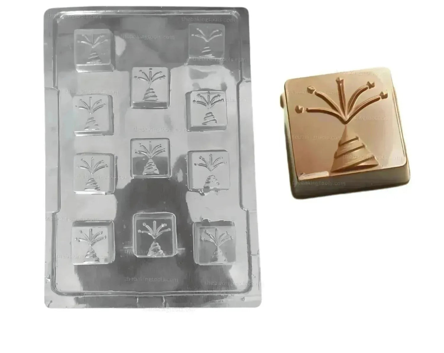 Diwali Square Chocolate Mould (10-12gm) Sqaure Shape Diwali Cracker Design Chocolate Mould
