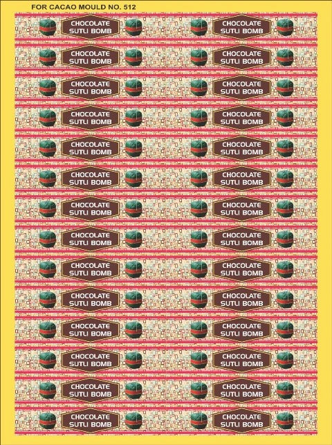 Sutli Bomb Sticker for Mould no. 512 & 186 (28 stickers in a sheet) Diwali Cracker Chocolate Stickers