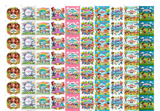 Happy children's Day Cavity Size Stickers (Approx 70-80 pcs)