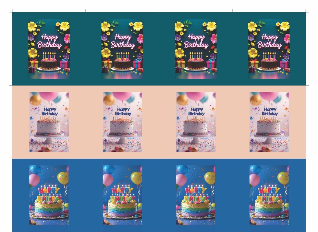 Happy Birthday Pillow Shape Stickers (3*3 inch) 12 stickers