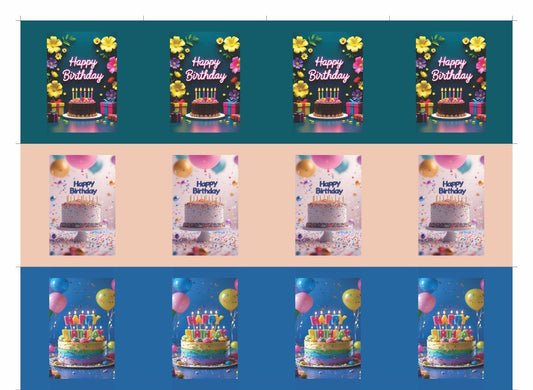 Happy Birthday Pillow Shape Stickers (3*3 inch) 12 stickers