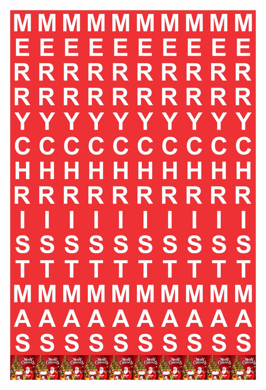 Merry Christmas Letters Cavity Size Stickers (150 stickers)