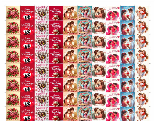 Happy Valentine's Day Cavity Size chocolate Stickers 70-80 Stickers (With Various stickers for all 8 Valentine's days)