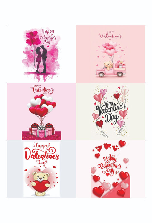 Happy Valentine's Day bar chocolate Stickers (6 Stickers in a Sheet)