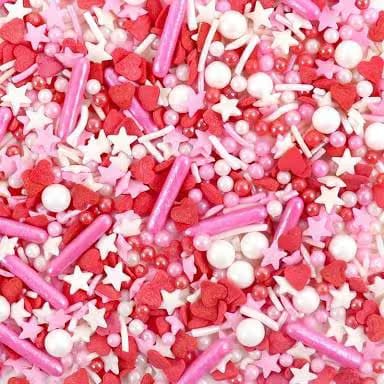 Assorted Sprinklers for Valentine cake & chocolates (100gm pack) (Red, White & Pink Mix)