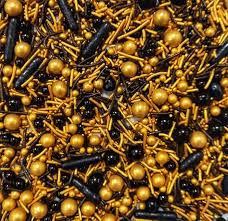 Assorted Sprinklers for cake & chocolates (100gm pack) (Golden & Black Mix)