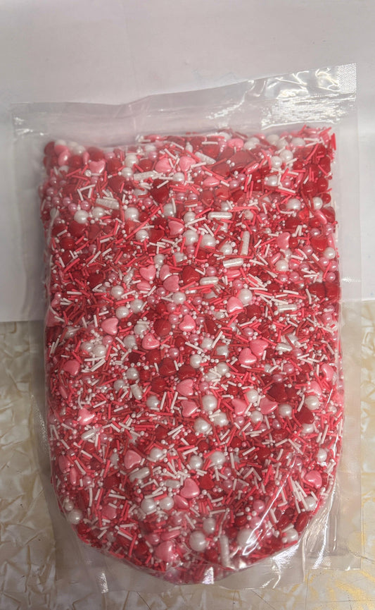 Assorted Sprinklers for Valentine cake & chocolates (100gm pack) (Red, White & Pink Mix)