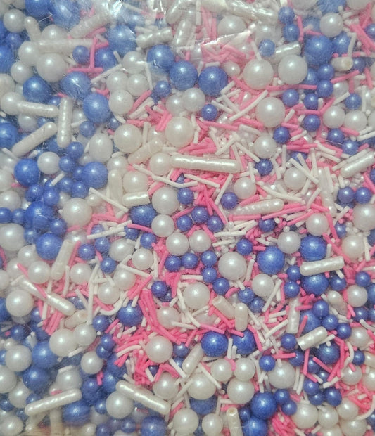 Assorted Sprinklers for cake & chocolates (100gm pack) (Blue, White & Pink Mix)