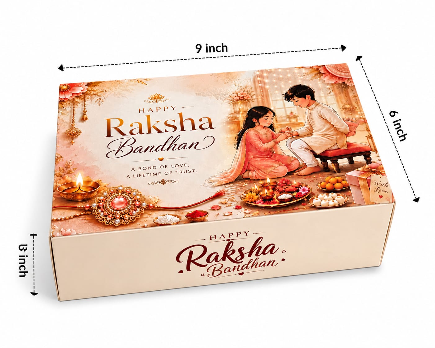 Happy Rakshabandhan printed hamper box (Pack of 2) Size - 9*6*3 inch