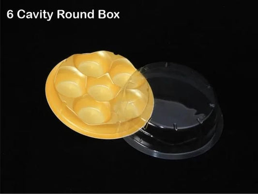 6 Cavity Round Modak/ Truffle Box Pack of 10