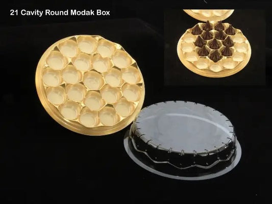 21 Cavity Round Modak / Truffle Box Pack of 5 (for 7-9 gm modaks only)