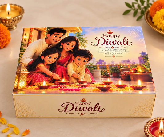 Happy Diwali printed hamper box (Pack of 5 & 10) Size - 9*6*3 inch