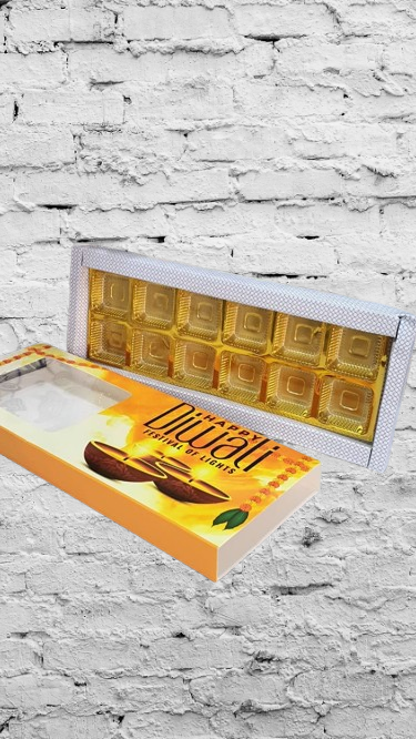 12 Cavity Happy Diwali Chocolate box (Mix Colour) (Pack of 10)