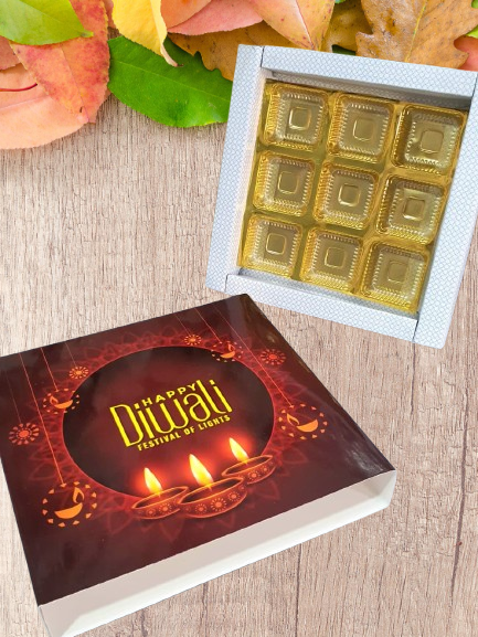 Happy Diwali 9 cavity Premium Sliding Box for chocolates, Laddoos or Candles(Set of 10)