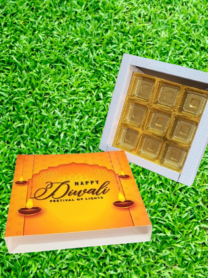 Happy Diwali 9 cavity Premium Sliding Box for chocolates, Laddoos or Candles(Set of 10)