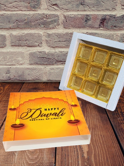 Happy Diwali 9 cavity Premium Sliding Box for chocolates, Laddoos or Candles(Set of 10)