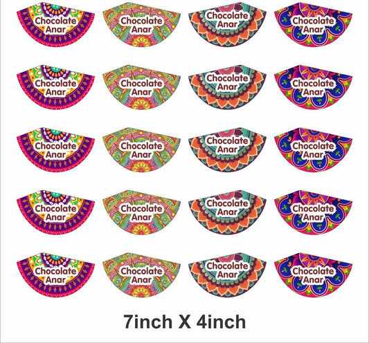 Anar Chocolate Sticker (20-25 stickers in a sheet) Diwali Cracker Chocolate Stickers Random Design
