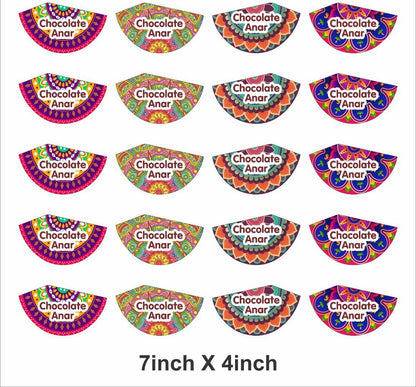 Anar Chocolate Sticker (20-25 stickers in a sheet) Diwali Cracker Chocolate Stickers Random Design