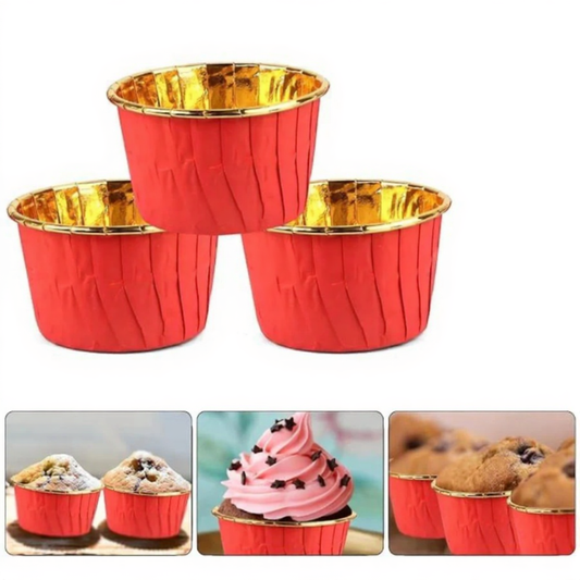 Round Bake n Serve with Gold Lining | Pack of 10 (Random Colour)