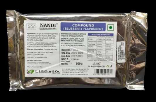 Blueberry Flavoured Chocolate Compound | Nandi – 500gms | Perfect for Chocolates, Cakes & Desserts